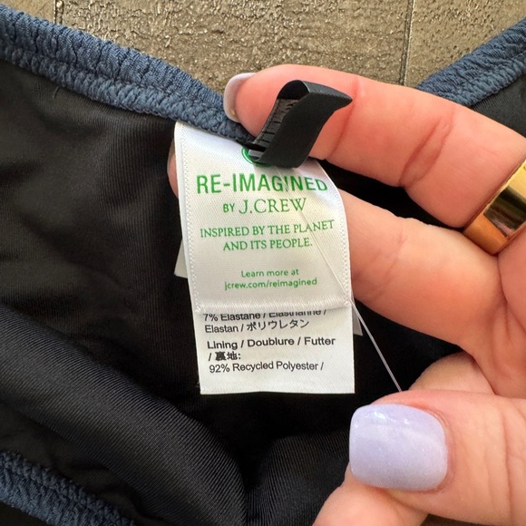 J.‎ Crew NWT Bikini Bottom Women’s L Curved Waist Navy Blue Scrunchie - Picture 7 of 9